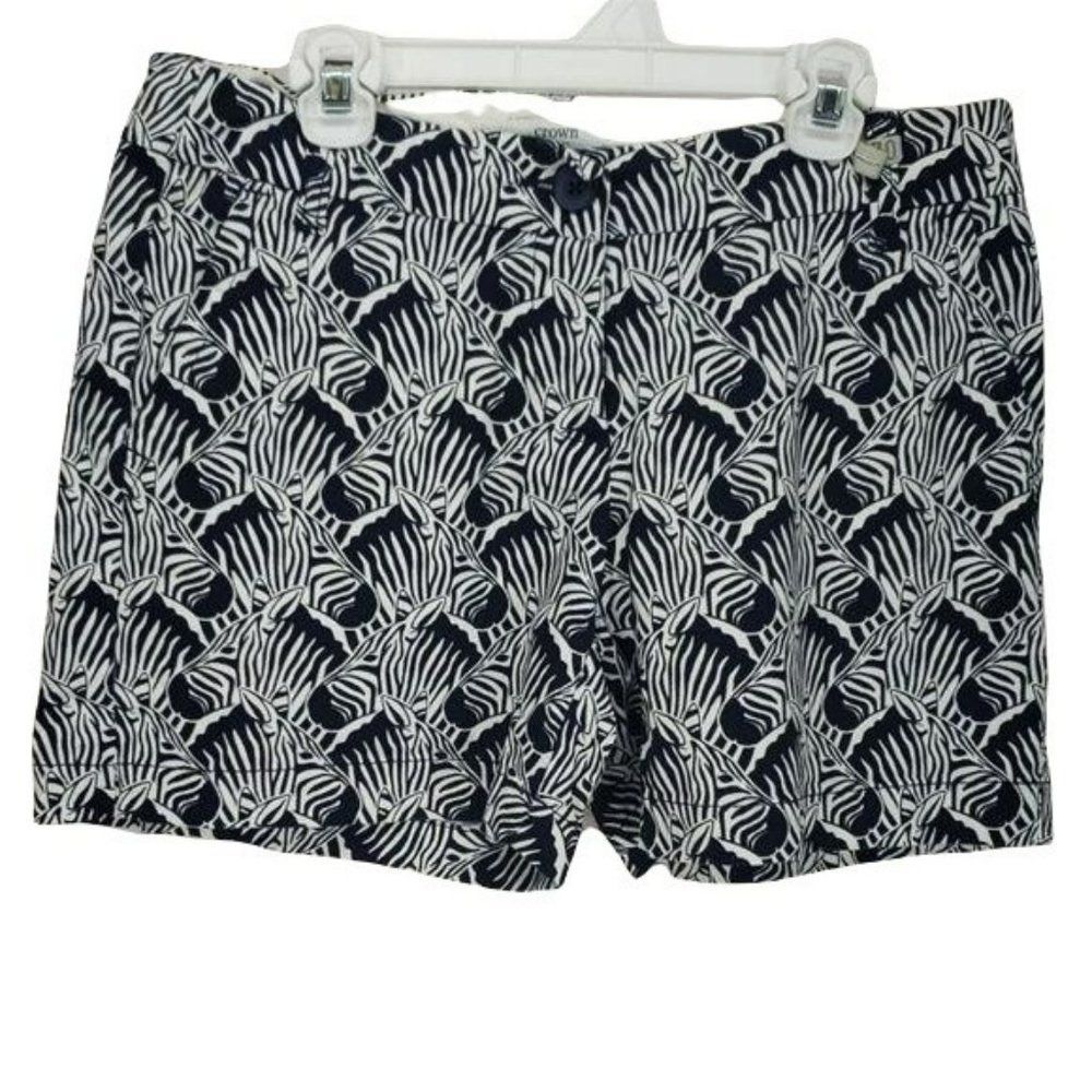 Crown &‎ Ivy zebra animal print shorts size 2 black white Business travel